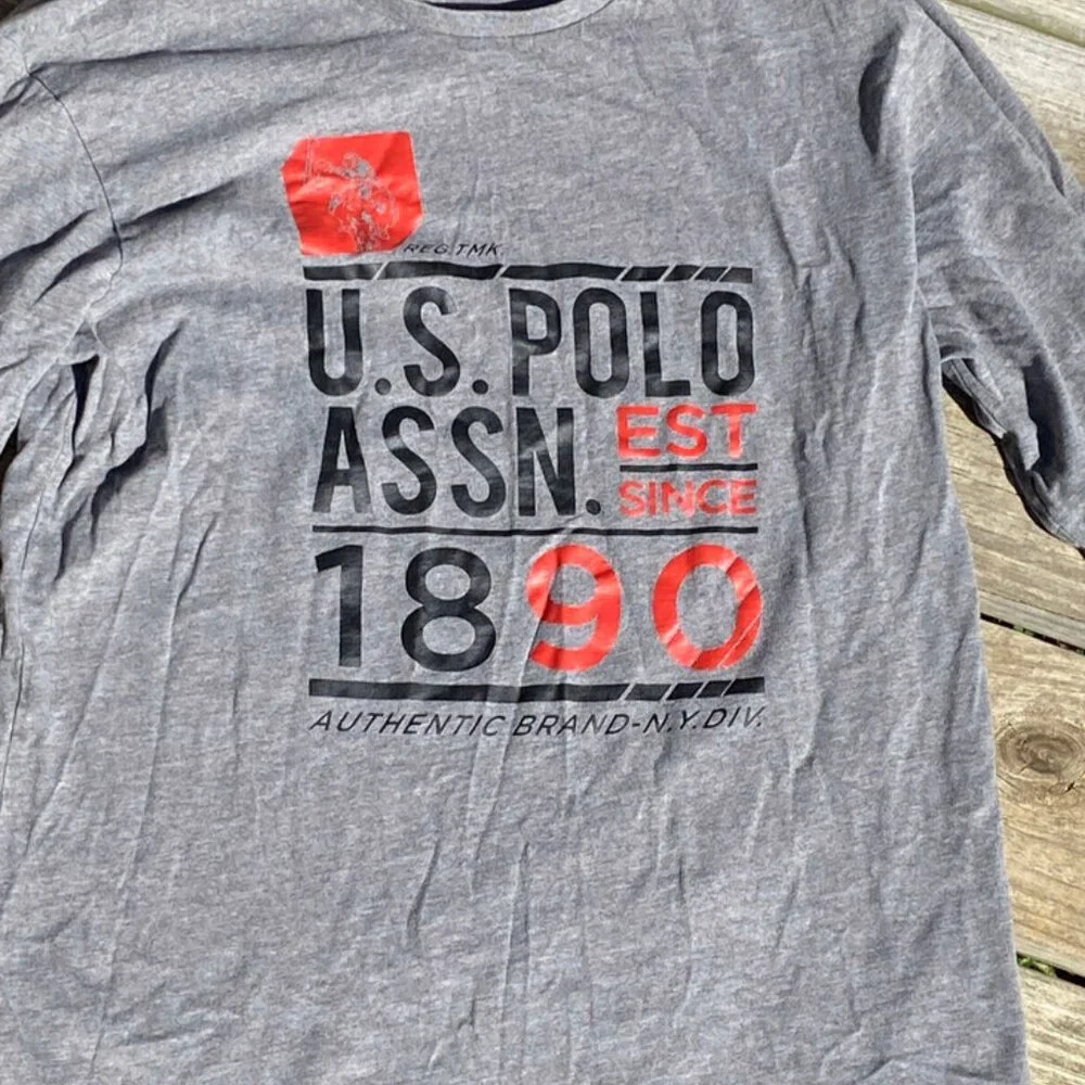U.S Polo Assn. Est 1890 Men's Long Sleeve T-Shirt Gray Graphic Size Small - Picture 7 of 10